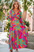 Multicolor Wild Lotus Ruffle Tiered Maxi Dress